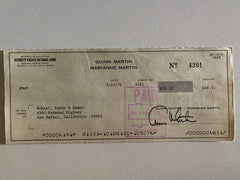 Quinn Martin signed check