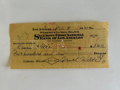 Cornel Wilde signed check