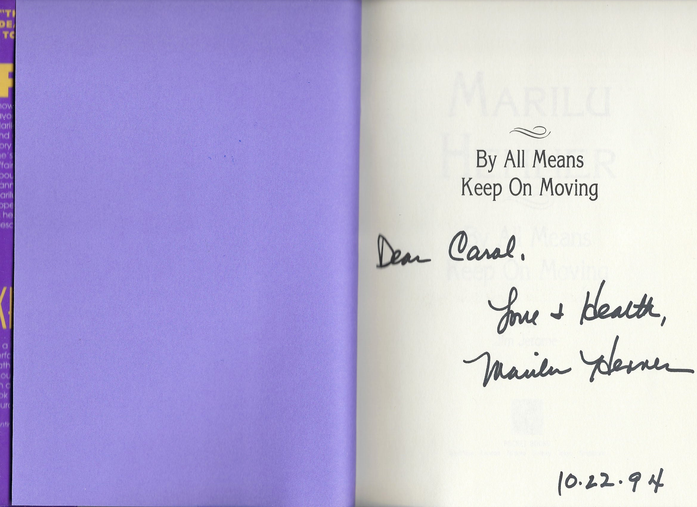 Marilu Henner signed book