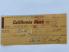 Chester Huntley signed check