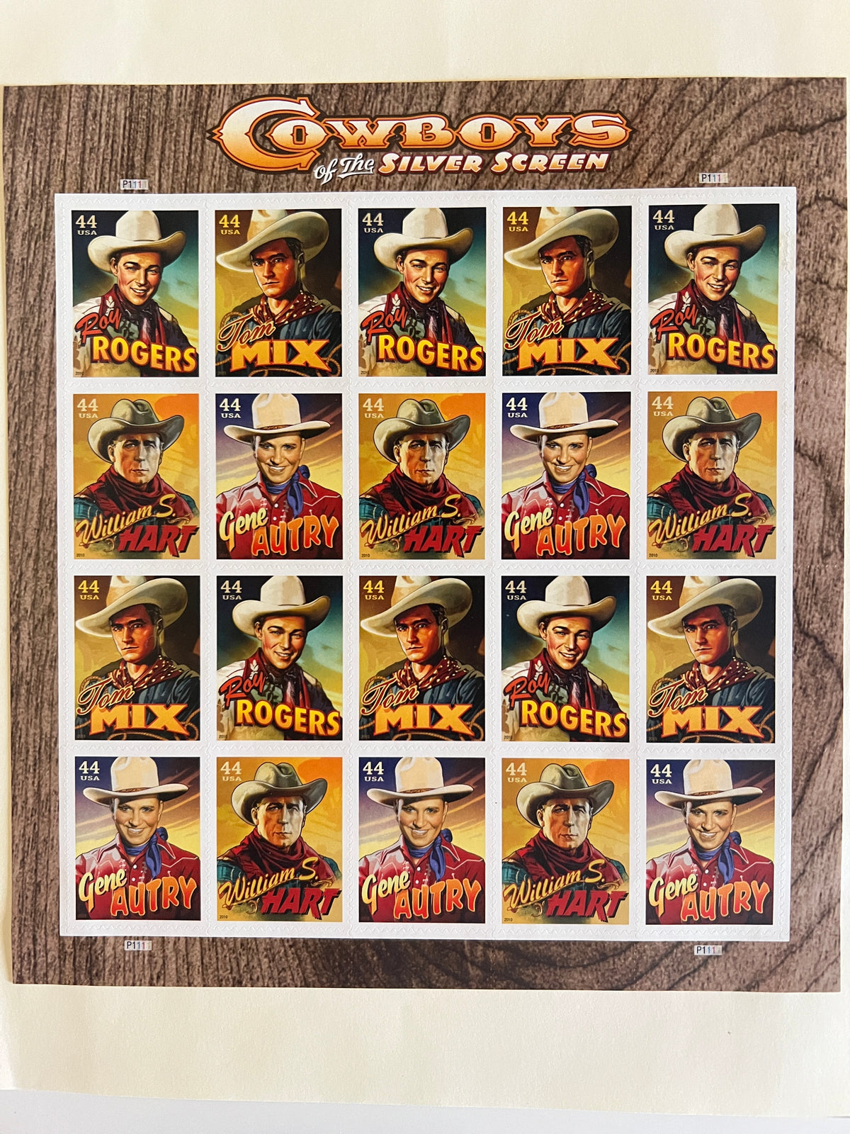 Cowboys of the Silver Screen Stamp Sheet