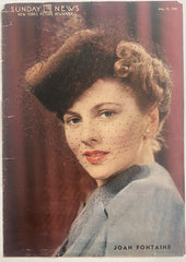 Sunday News 1940 Joan Fontaine  newspaper cover 