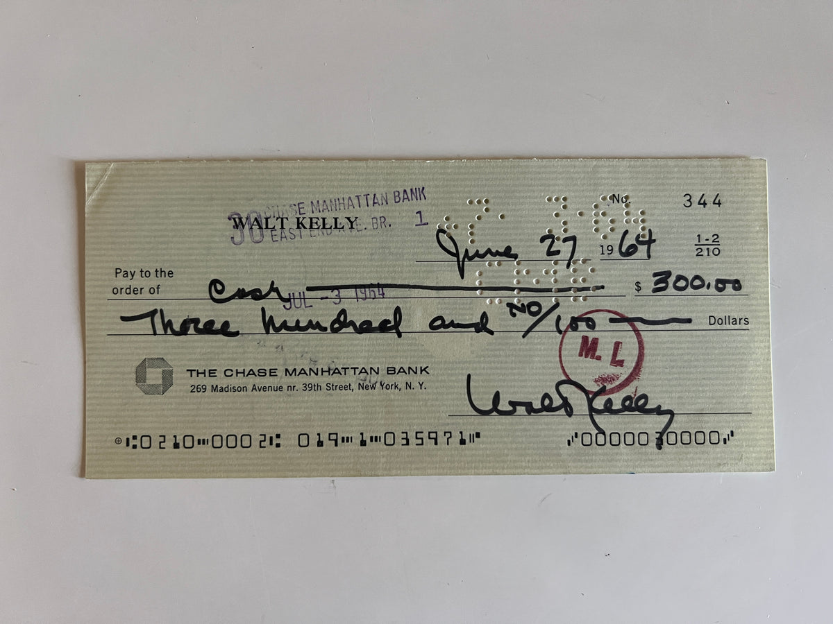 Walt Kelly signed check