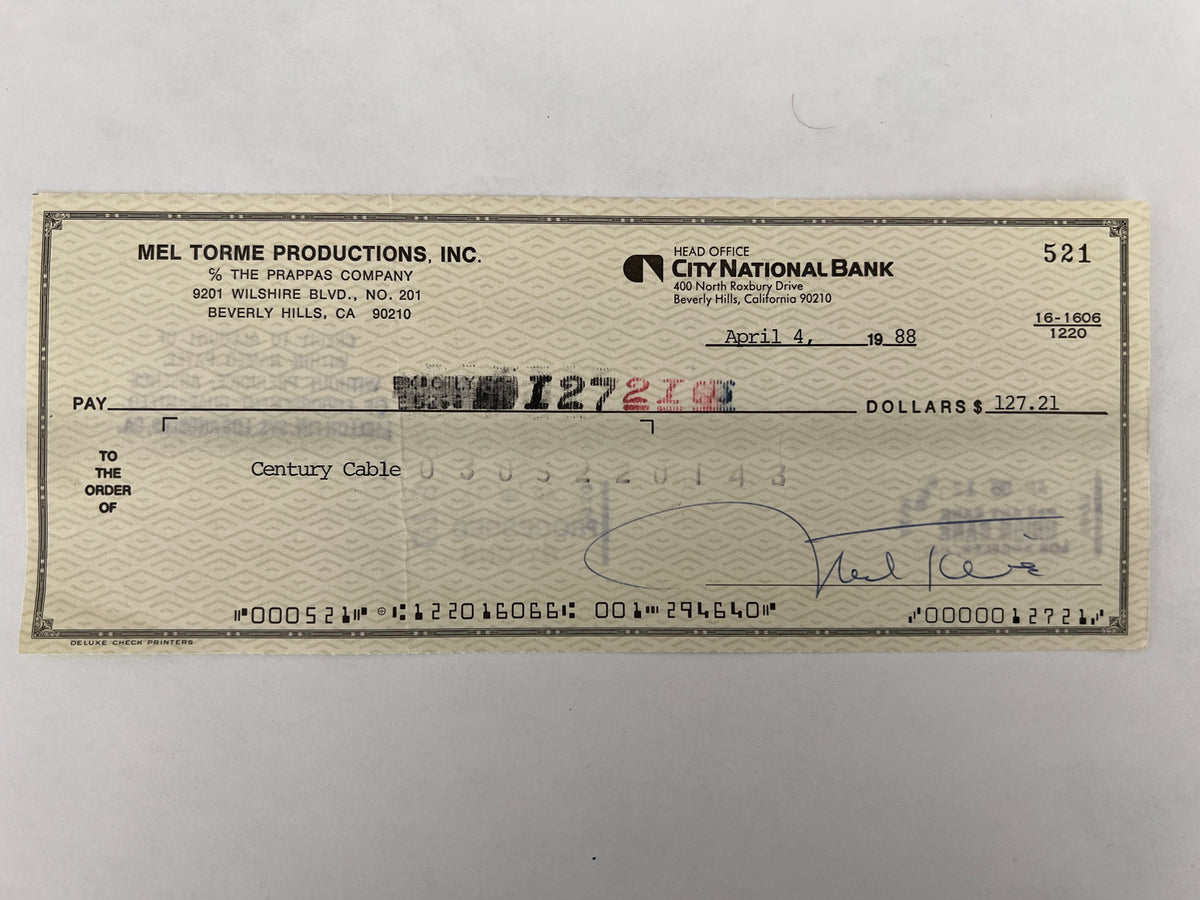 Mel Torme signed check