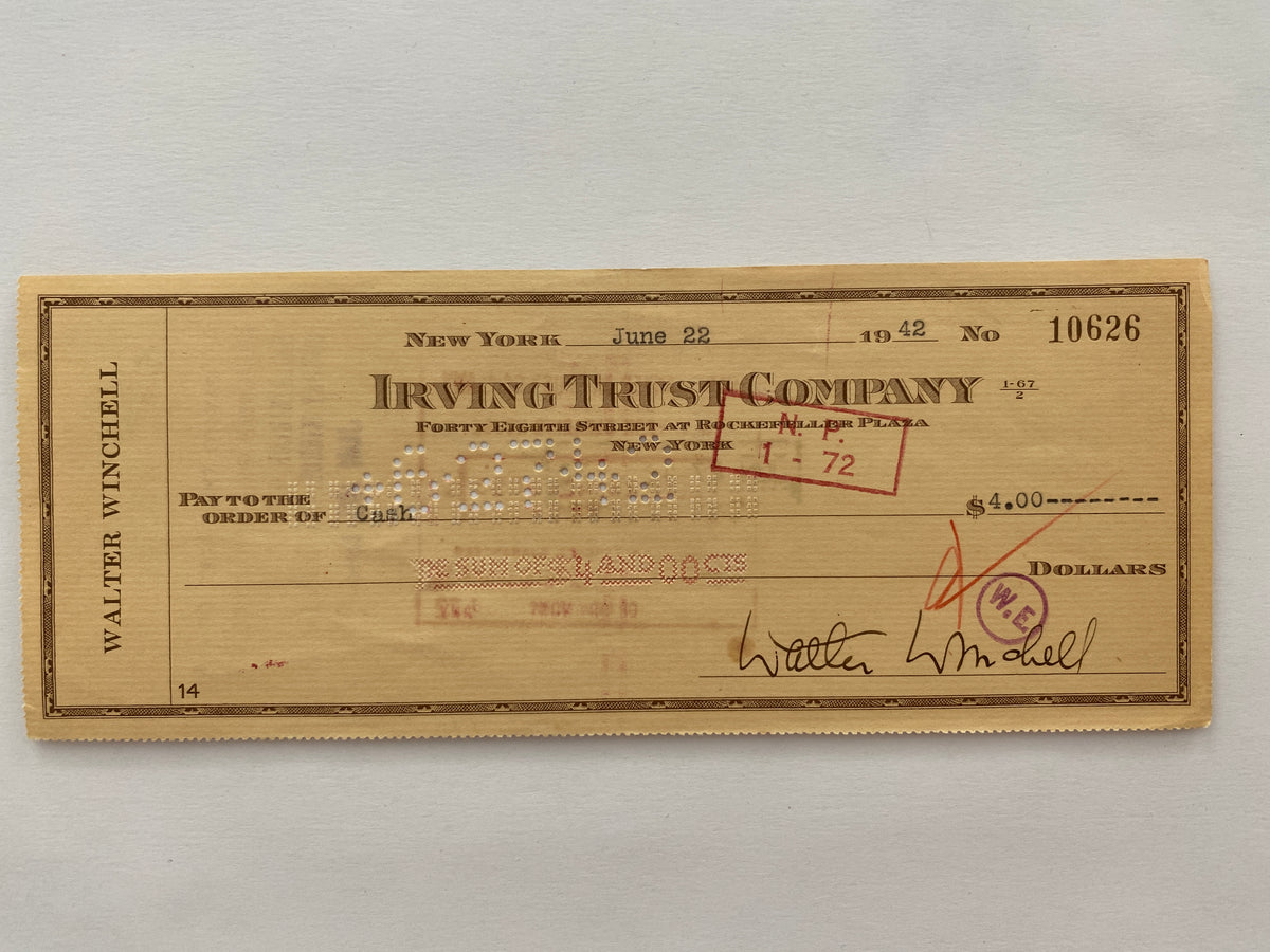 Walter Winchell signed check