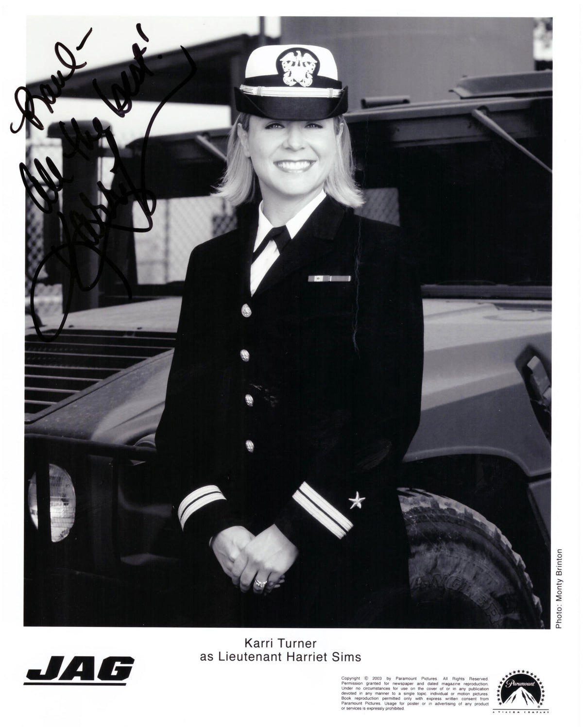 JAG Karri Turner signed photo