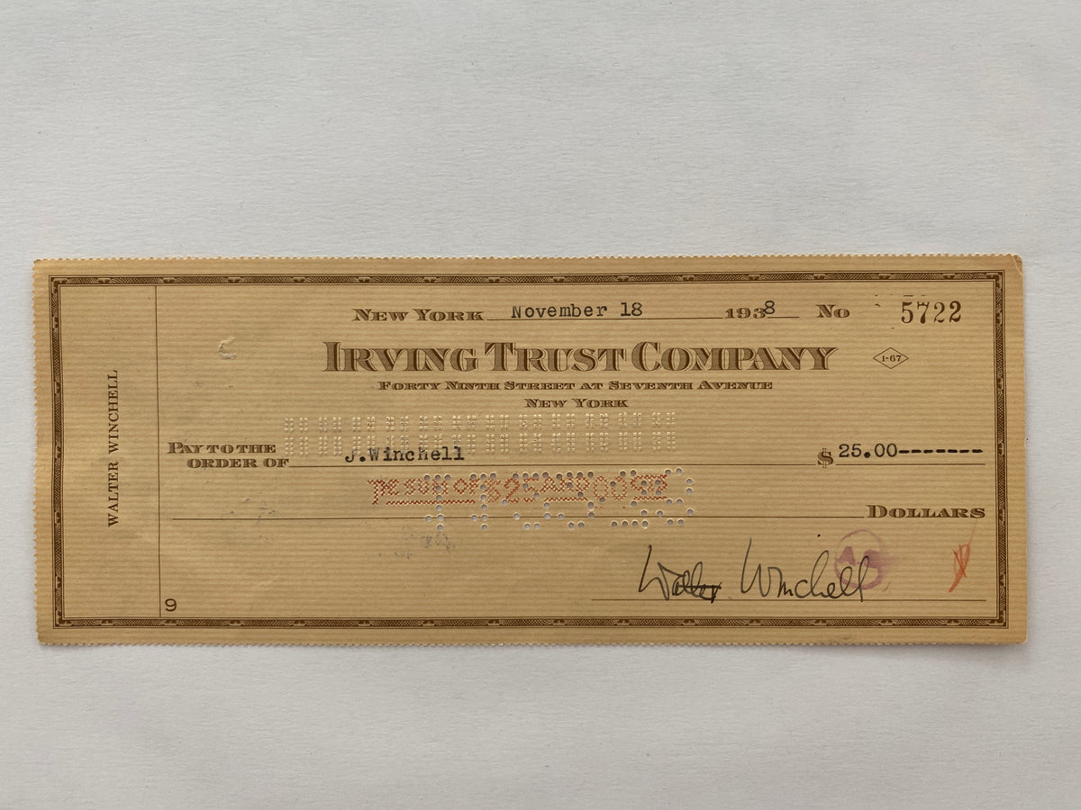 Walter Winchell signed check