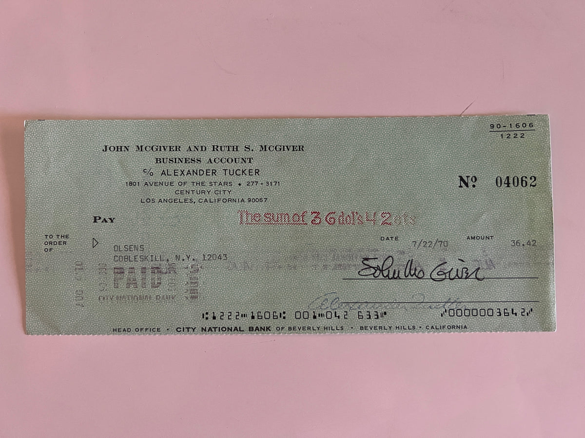 John McGivern signed check