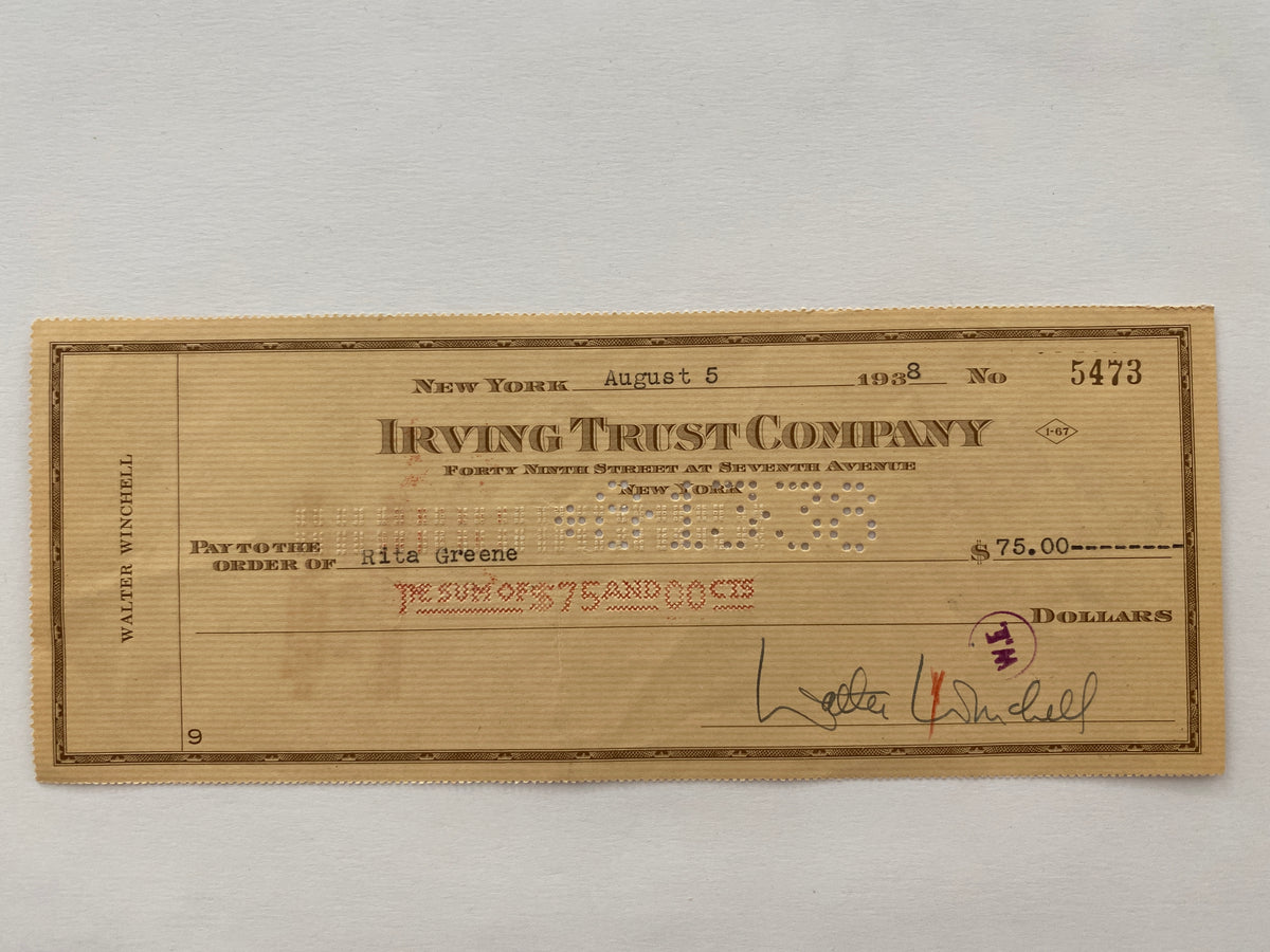 Walter Winchell signed check
