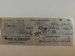 Rosalind Russell signed check