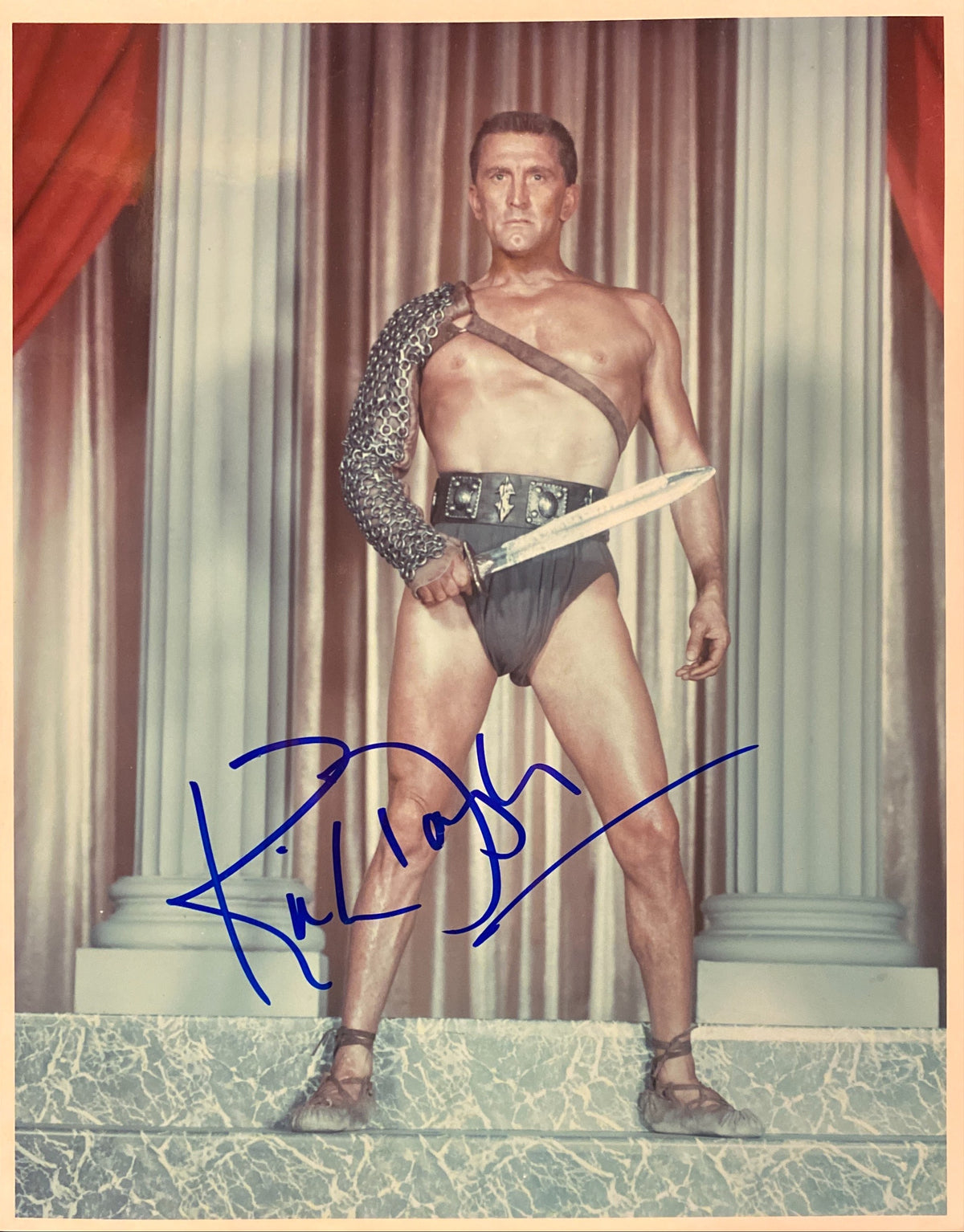 Kirk Douglas signed "Spartacus" movie photo