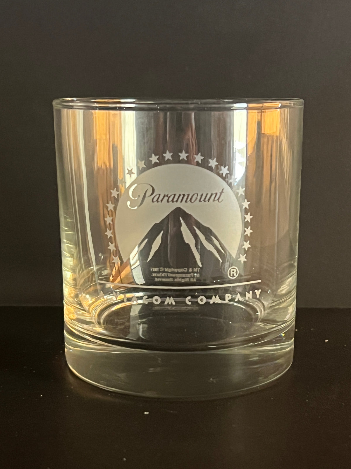 Paramount Pictures commemorative rocks glass