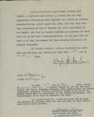 Douglas Fairbanks Jr. signed document. GFA Authenticated