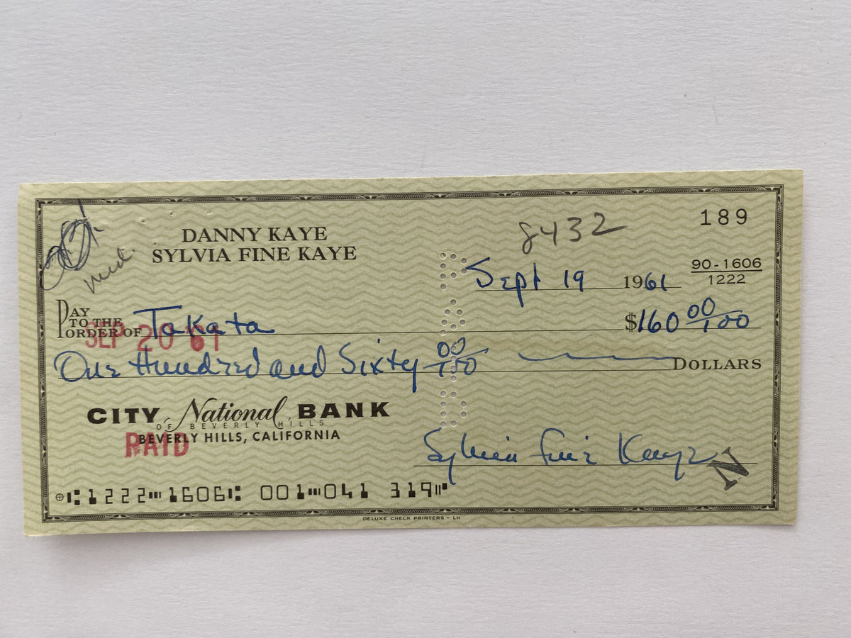 Sylvia Fine Kaye signed check