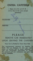 Swingtime Betty Furness signed valet ticket