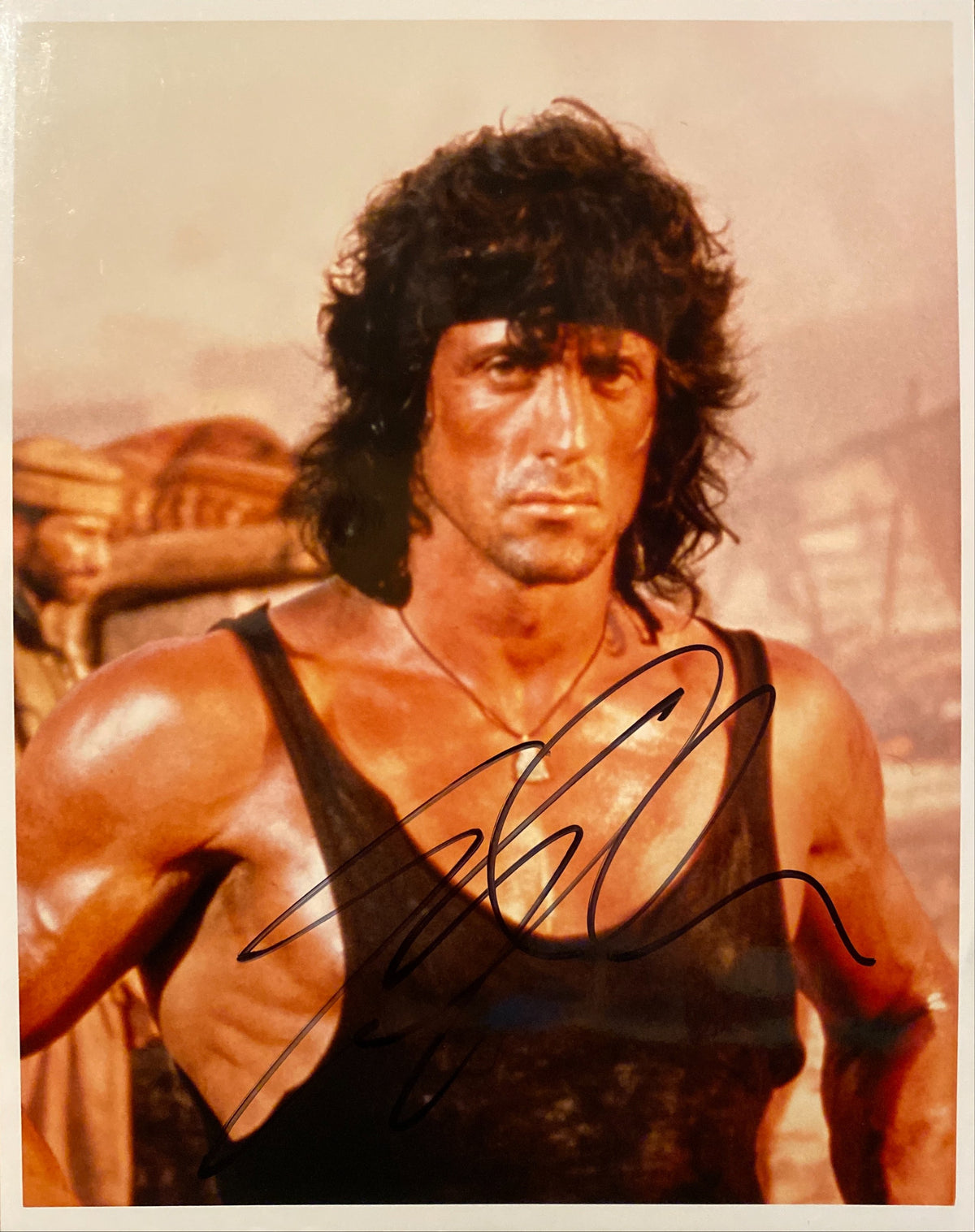 Rambo Sylvester Stallone signed movie photo