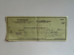 Dinah Shore signed check
