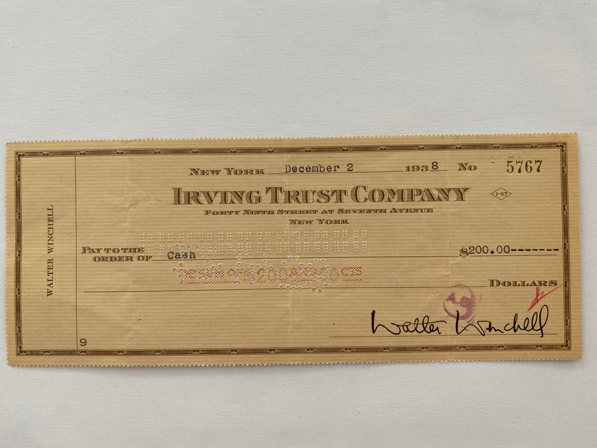 Walter Winchell signed check