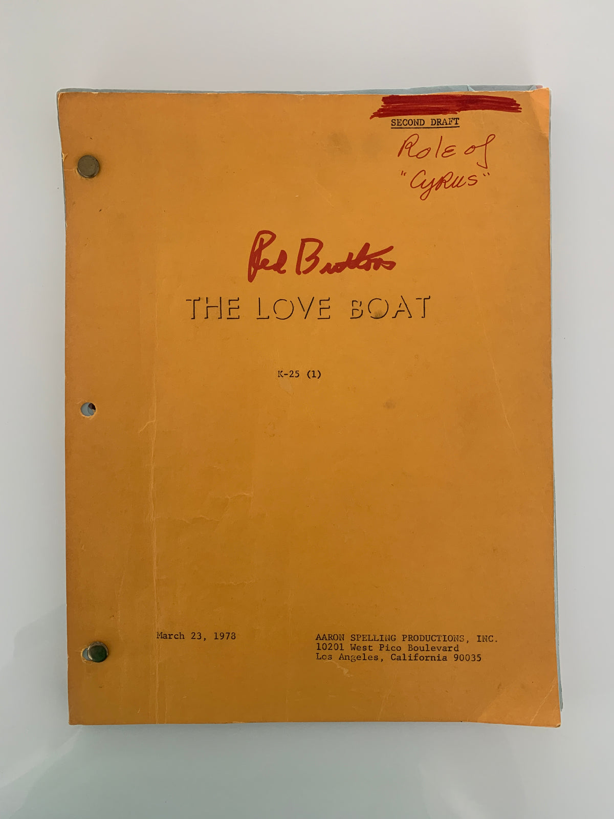 Red Buttons signed Love Boat script