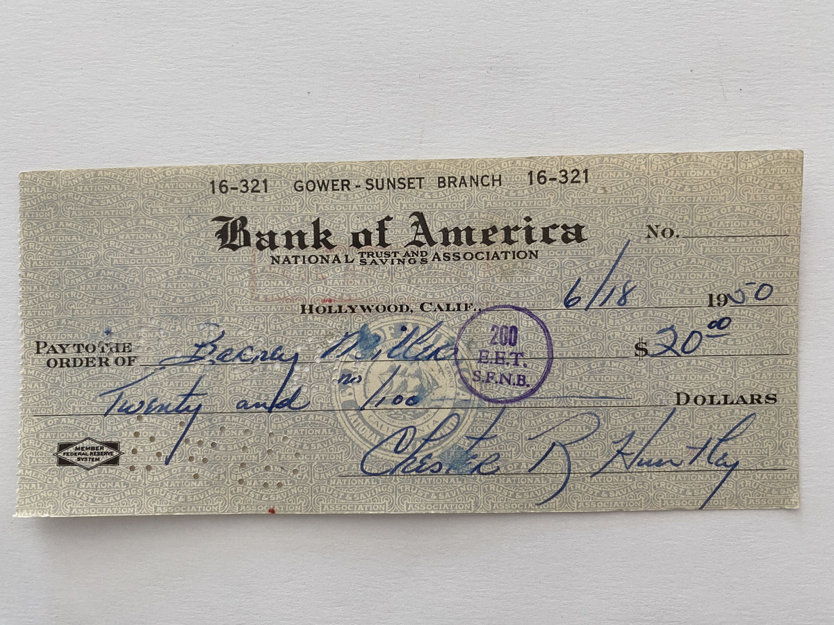 Chester Huntley signed check