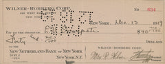 Max R. Wilner and Sigmund Romberg signed check