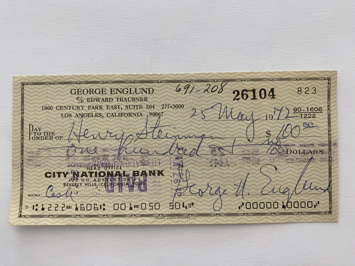 George Englund signed check