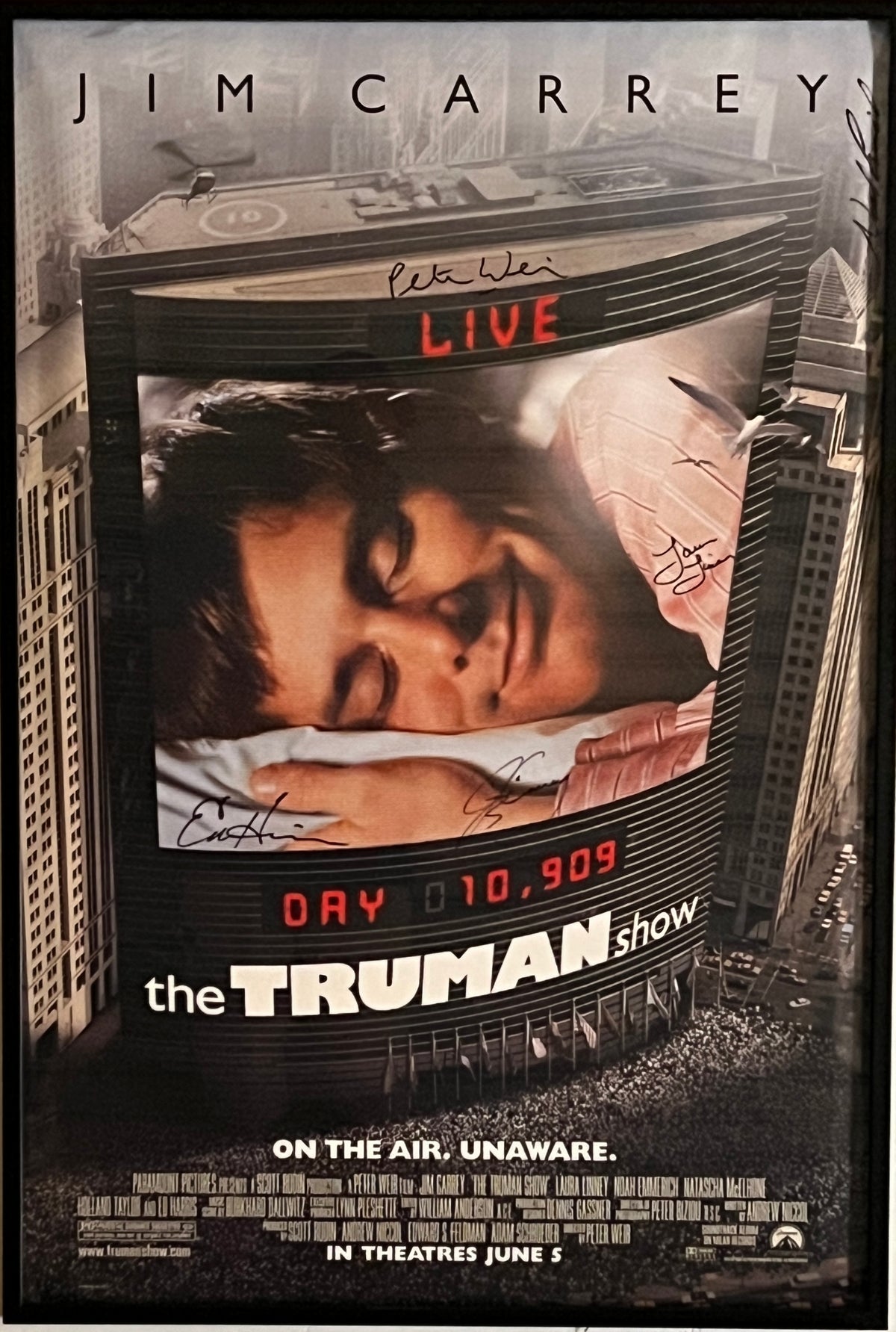 The Truman Show cast signed poster