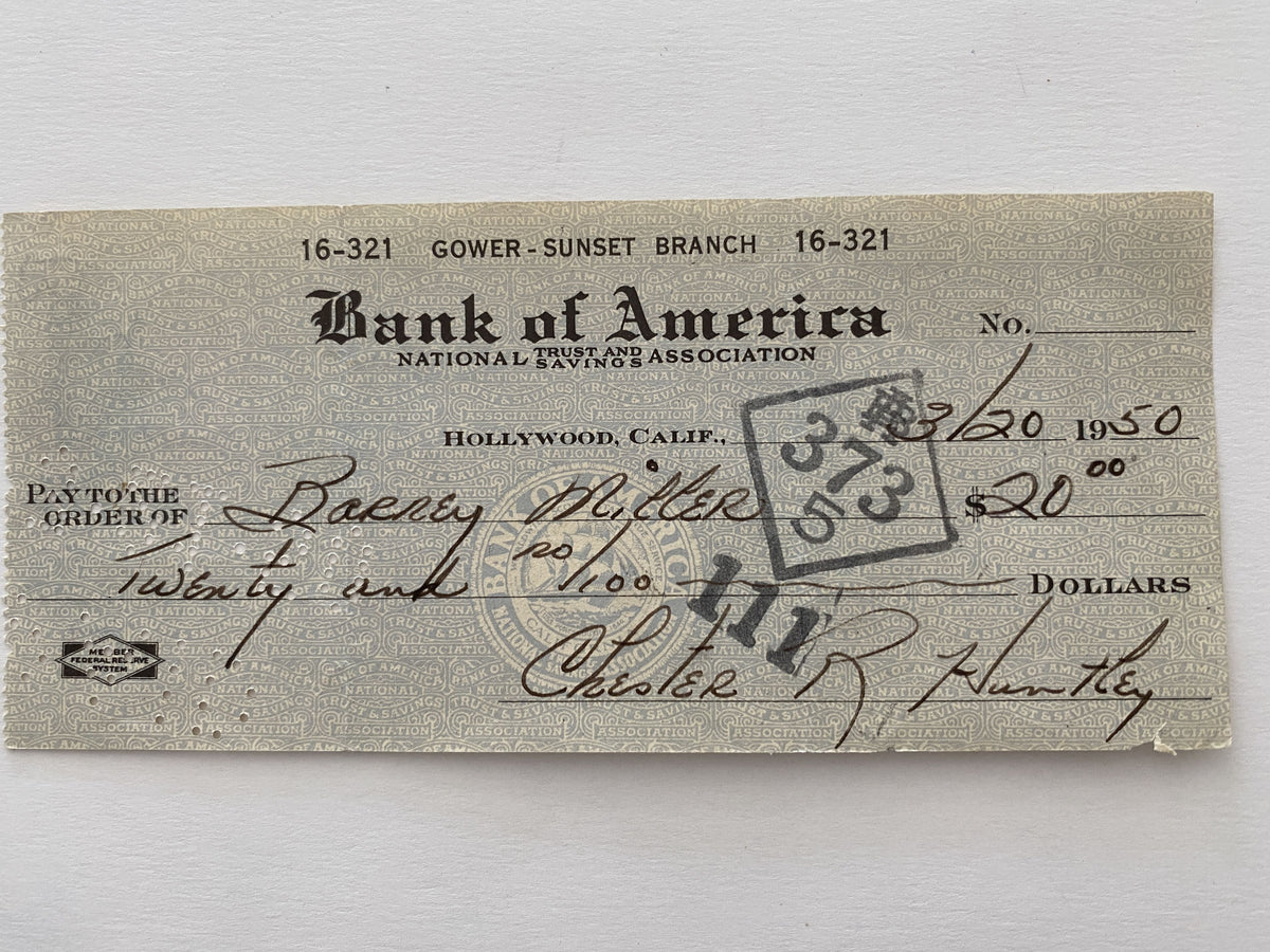 Chester Huntley signed check