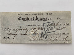 Chester Huntley signed check