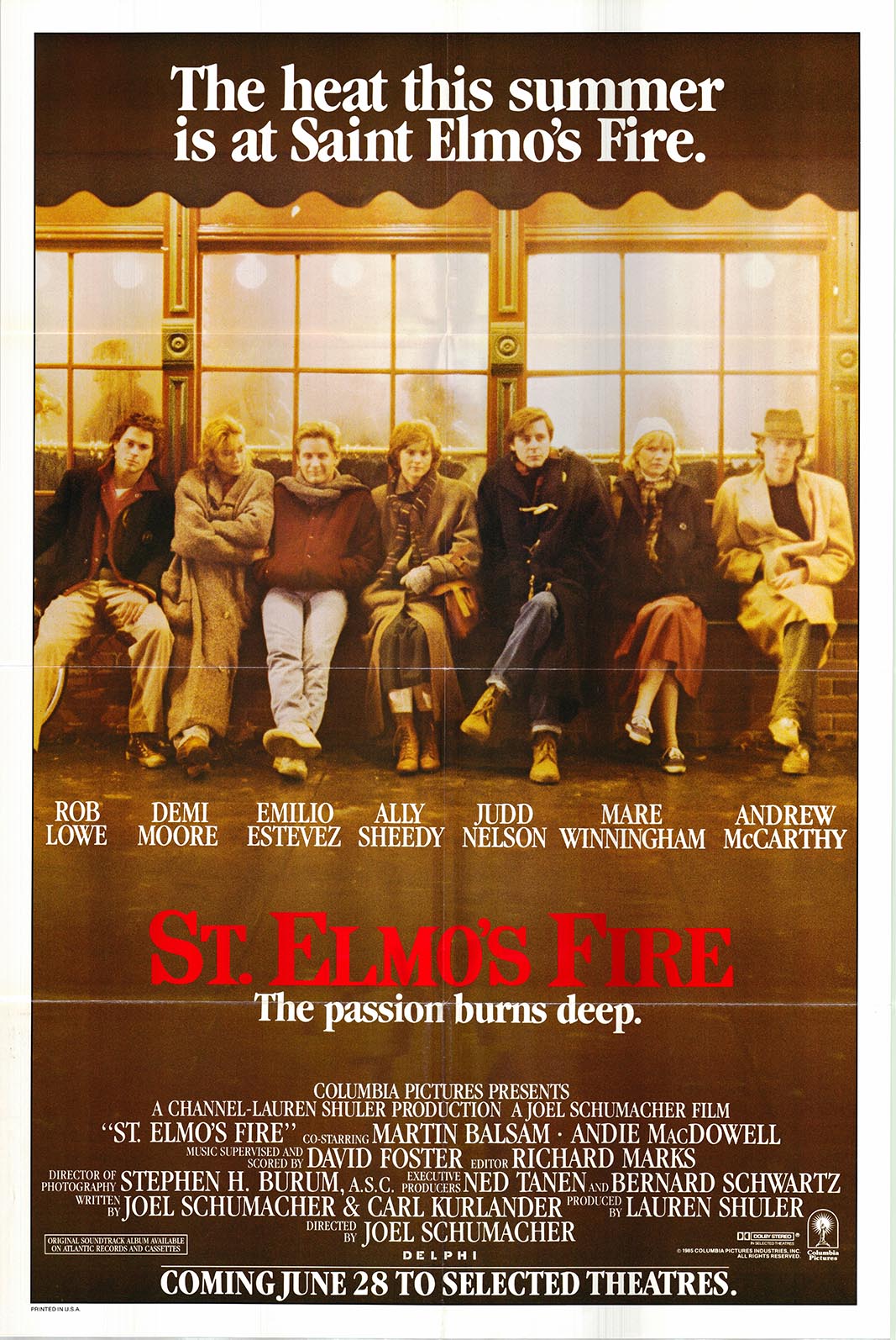 St. Elmo's Fire original 1985 vintage one sheet poster