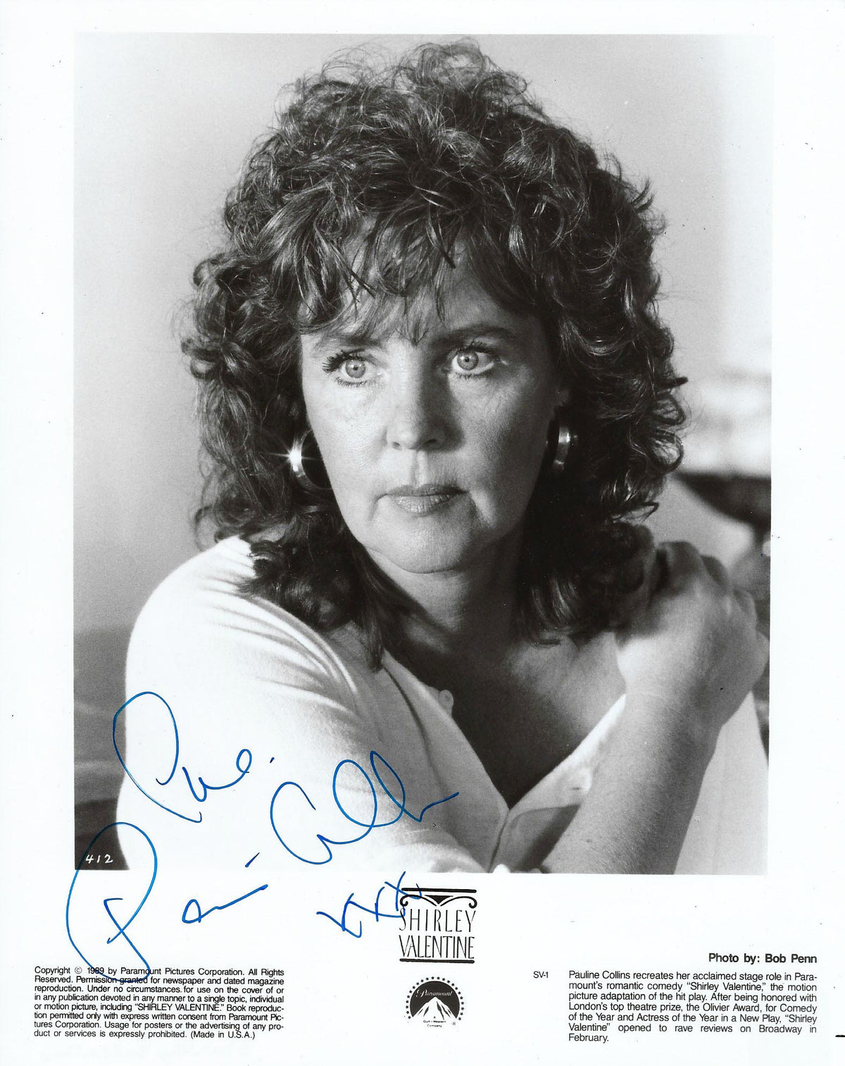 Shirley Valentine Pauline Collins signed movie photo