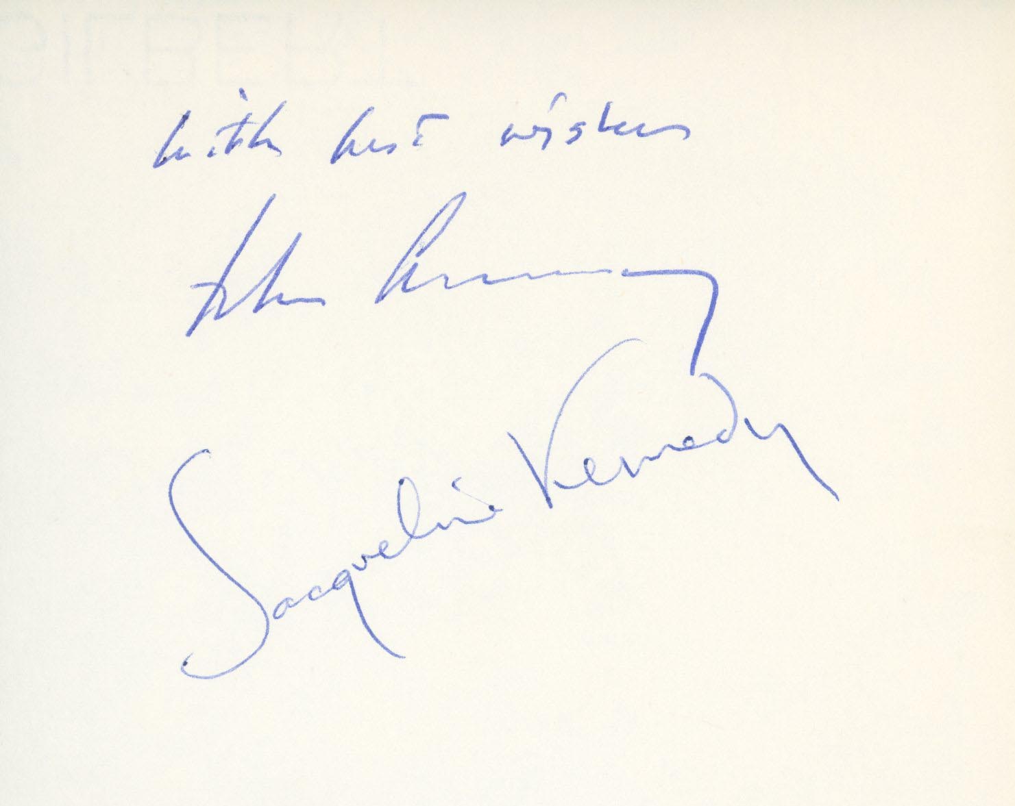 John Fitzgerald and Jacqueline Kennedy signature cut. GFA Authenticated