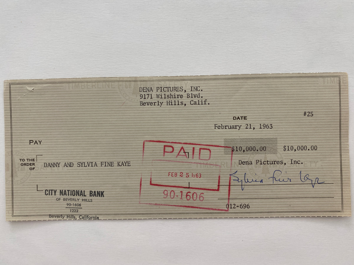 Sylvia Fine Kaye signed check