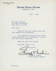 Edmund Muskie signed letter