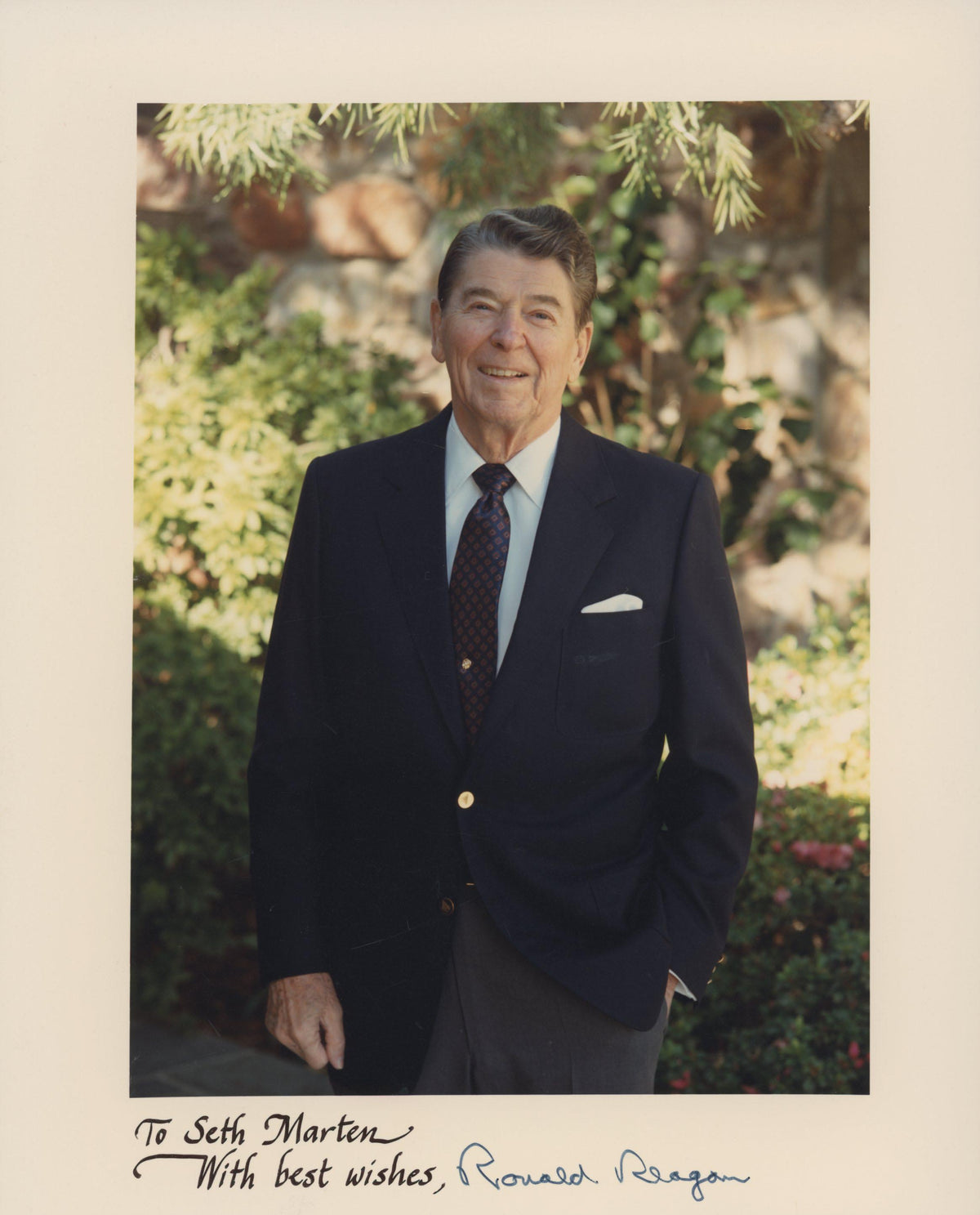 Ronald Reagan signed photo with note. GFA Authenticated
