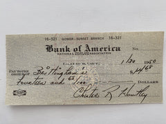 Chester Huntley signed check
