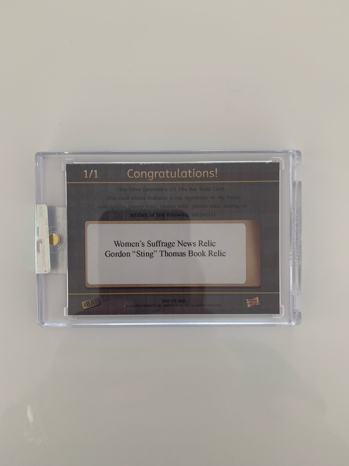 Gordon "Sting" Thomas book relic