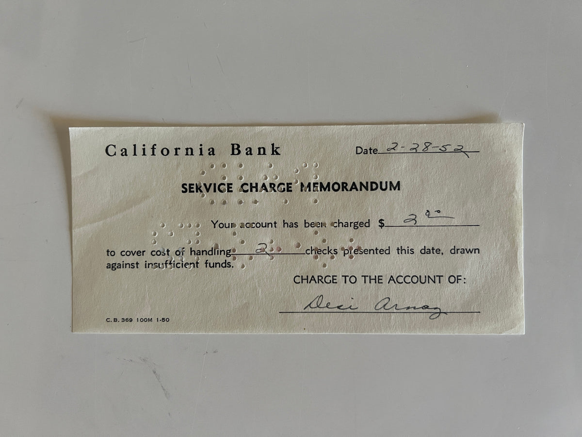 Desi Arnaz signed bank receipt