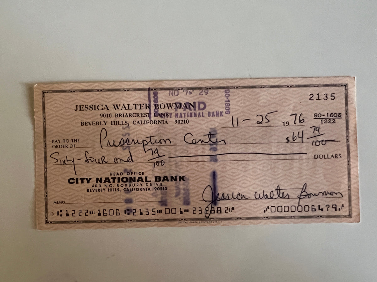 Jessica Walter signed check