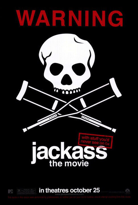 Jackass 2002 original double-sided bus shelter movie poster