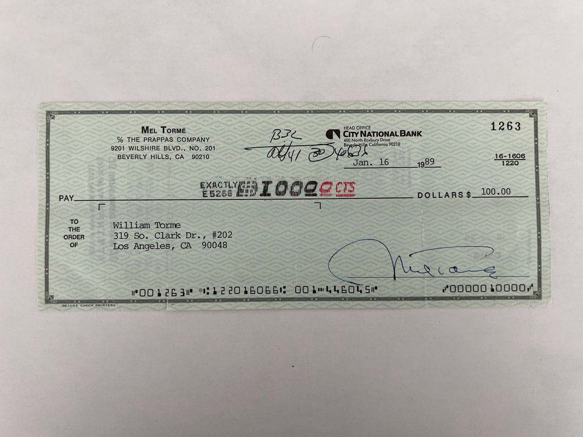 Mel Torme signed check