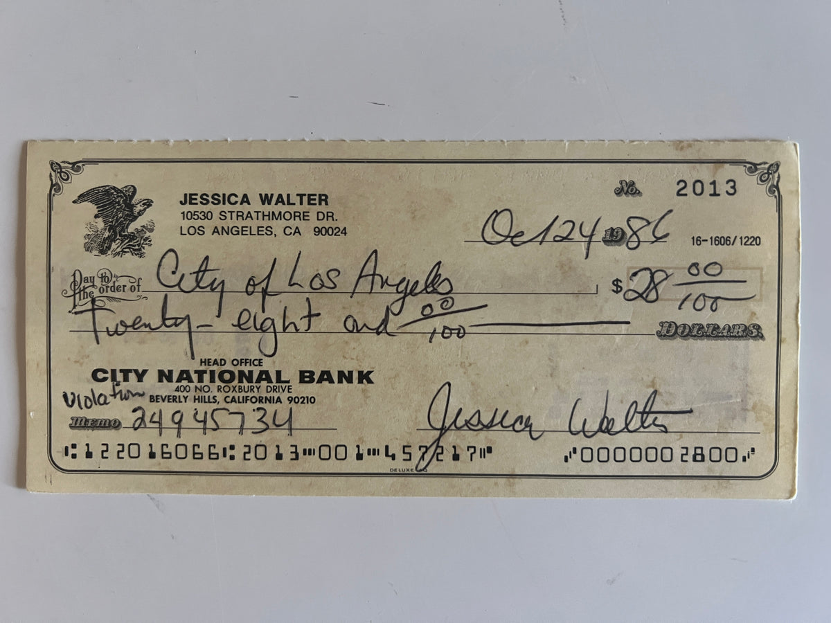 Jessica Walter signed check