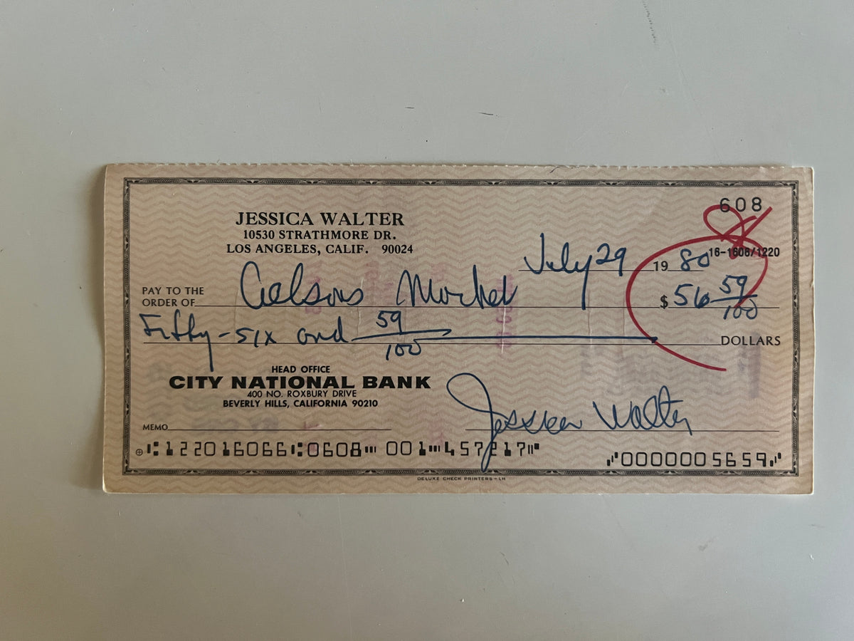 Jessica Walter signed check