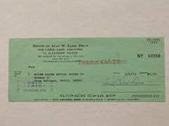 Sue Carol Ladd signed check