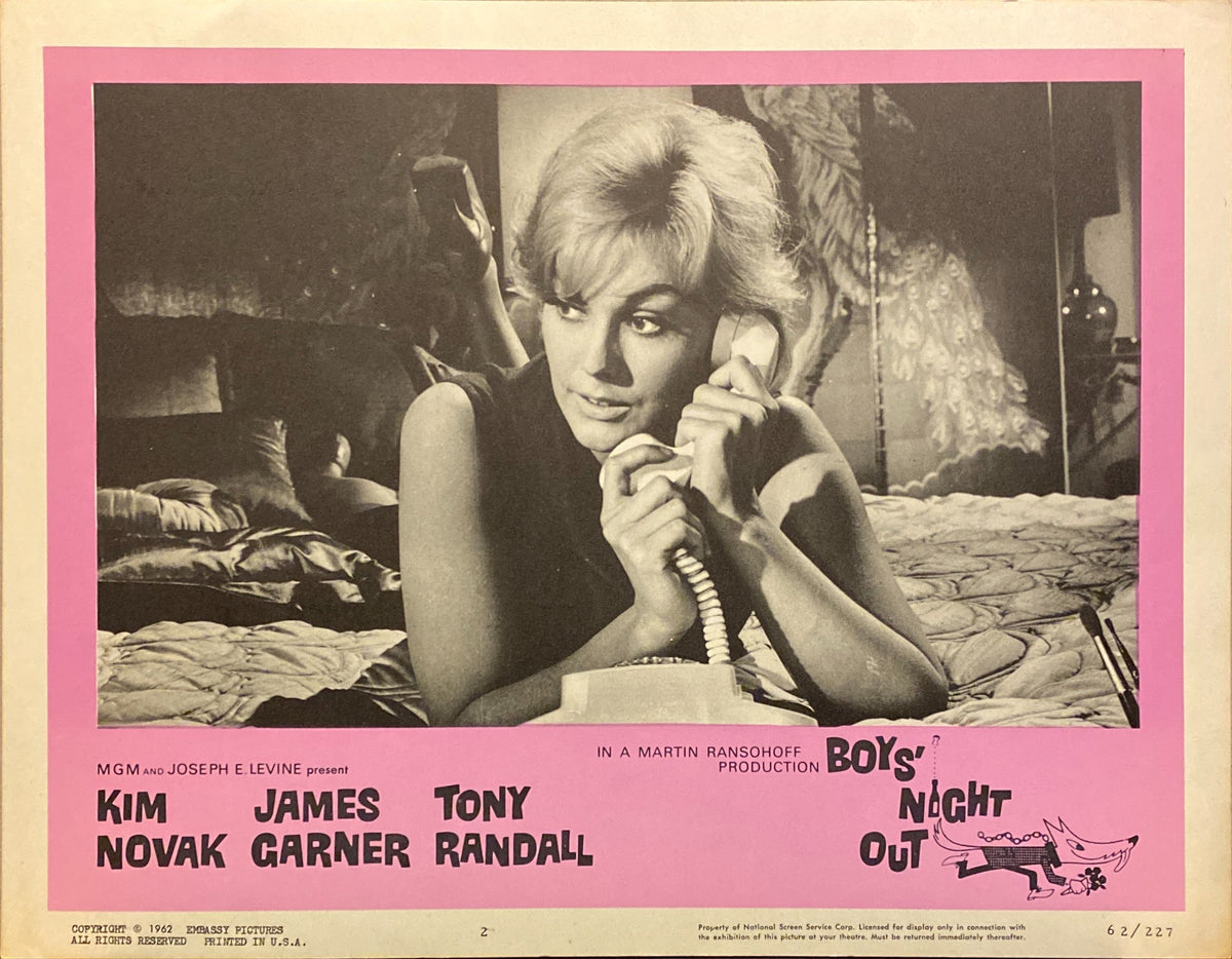Kim Novak, James Garner, and Tony Randall "Boys' Night Out" original Lobby Card