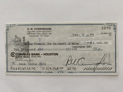 Walter Cunningham signed check