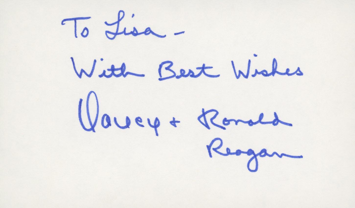 Nancy and Ronald Reagan signed note