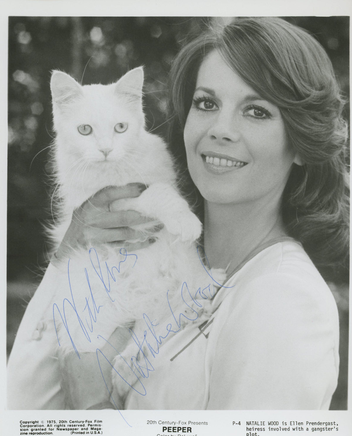 Natalie Wood signed "Peeper" movie photo. GFA Authenticated