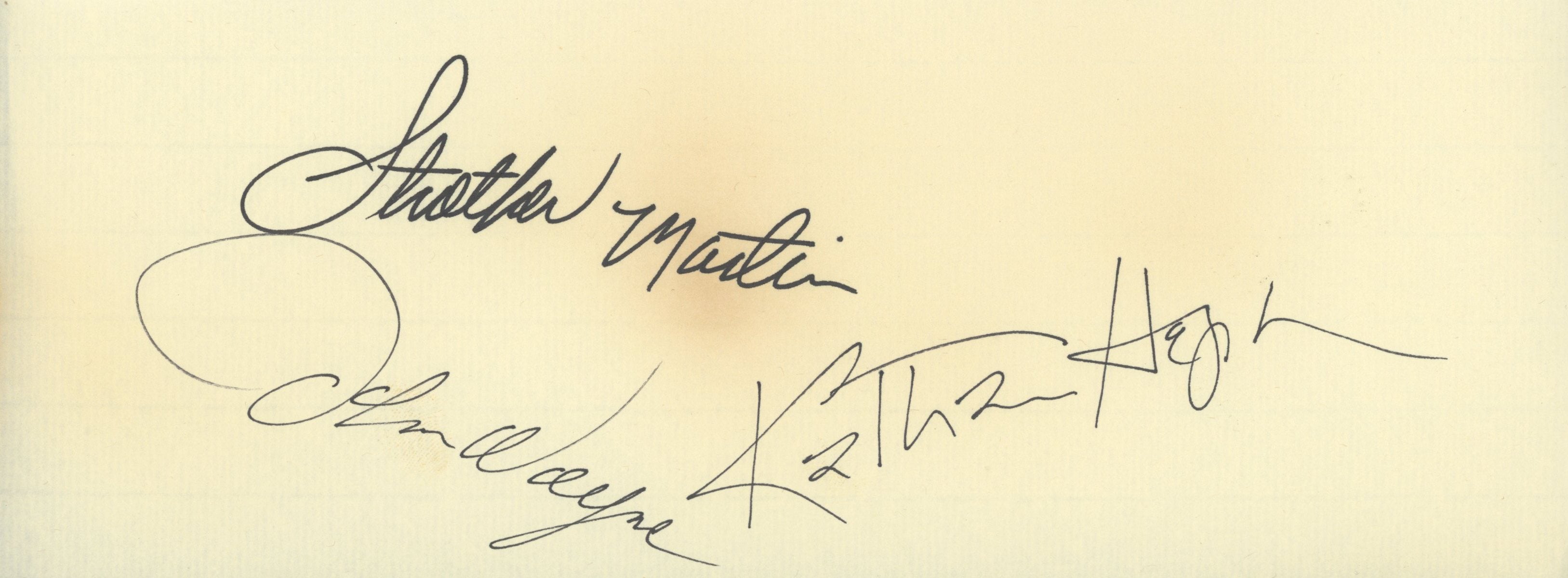 Rooster Cogburn signature cut _3 signatures. GFA Authenticated