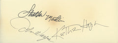 Rooster Cogburn signature cut _3 signatures. GFA Authenticated
